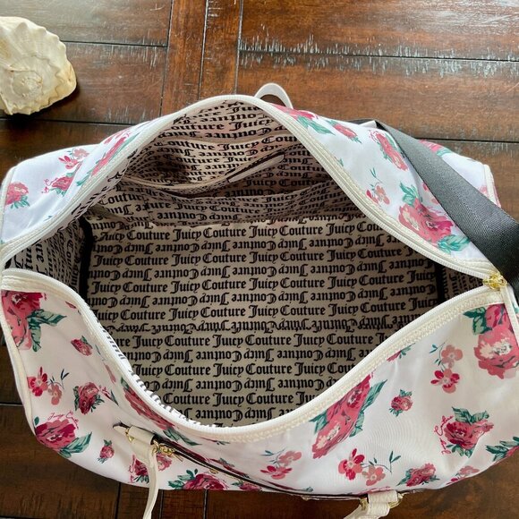 RARE Juicy Couture Lmtd Edition Floral Extra Large Weekender Travel Duffel Bag - Picture 11 of 13